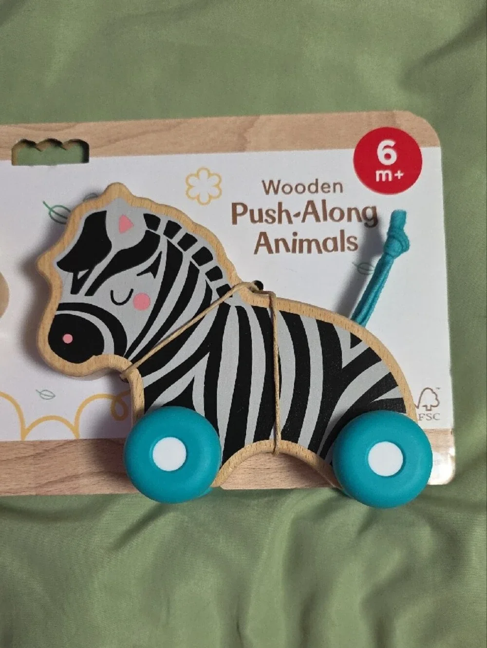 Fisher-Price Wooden Push Along Animals, Lion & Zebra Toy Vehicles for Infants